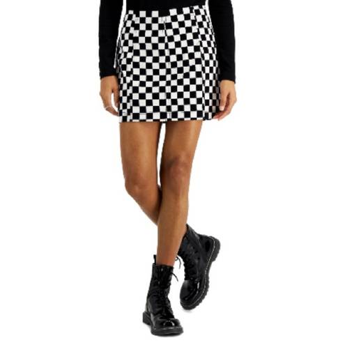 Tinseltown Tinsel Checkered Denim Miniskirt in Black White, Juniors Size M, New w/Tag