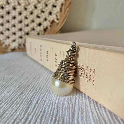 American Vintage Vintage “Hesper” Wire Wrapped Pearl Pendant Charm Bohemian Mermaidcore Silver Jewelry