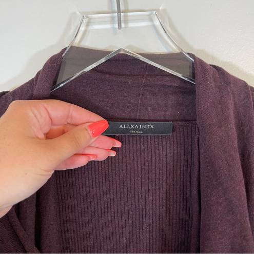 ALLSAINTS  Maroon ASYMMETRICAL SWEATER Long Sleeve Wrap Size Small