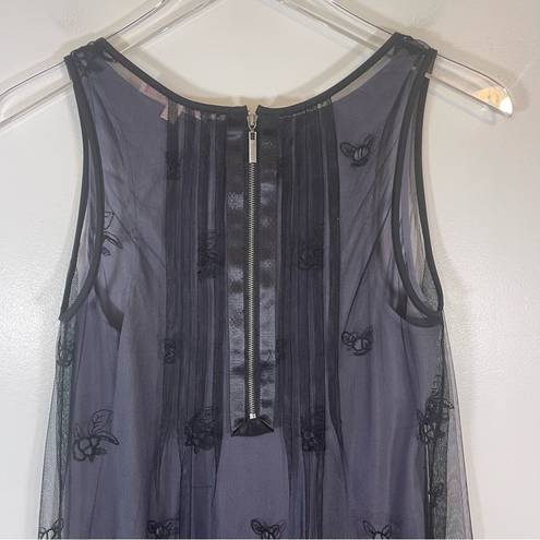 Rebecca Taylor  Dress Purple & Black Bumble Bee, A-Line, Lace Overlay Size 4