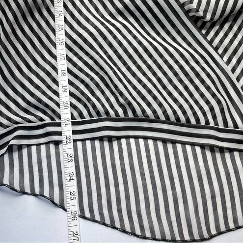 Kirra   Boutique Striped Blouse, cross front with snap closure Black White Medium