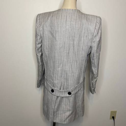 Houndstooth Sasson Blazer Jacket 8 Herringbone  Knit V-Neck Business Casual Chic