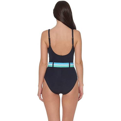 Bleu Rod Beattie  Belted Tank One Piece Swimsuit Swimsuit Black 8 MSRP $129