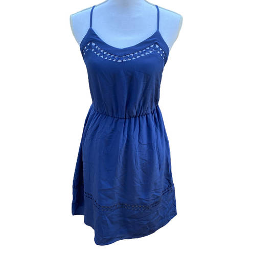 Aryn K  Blue Silk Dress Racerback Fit And Flare Women's Size Extra Small