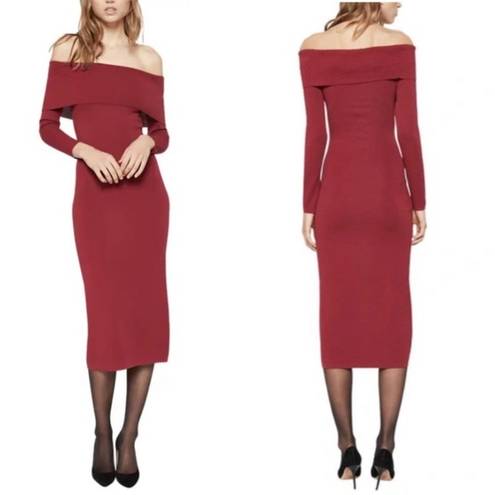 Bardot  Off Shoulder Knit Dress in Burgundy