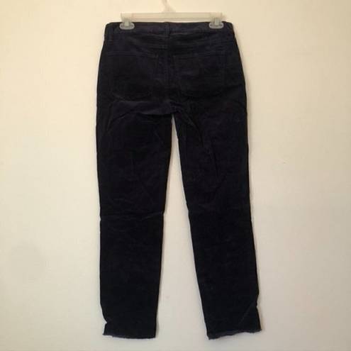 Talbots  Flawless Frayed Hem Cord Slim Leg Navy Blue Corduroy Pants Cropped Ankle