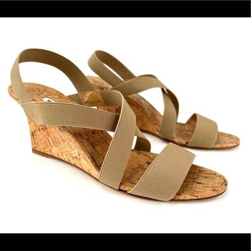 Manolo Blahnik  Terwe Elastic Cork Wedge Criss Cross Open Toe Sandals EU 40.5