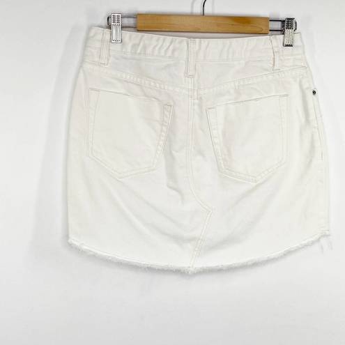 Vanilla Star Jeans Vanilla Star White Denim Distressed Raw Hem Jean Mini Skirt Women's Size 7