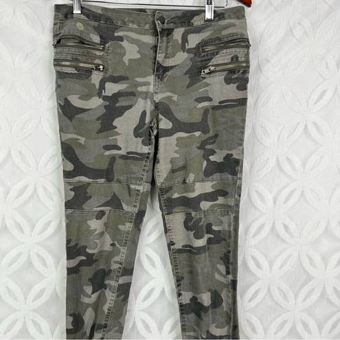 Umgee  Camo Army Green Moto Skinny Zipper Ankle Jeans Size M