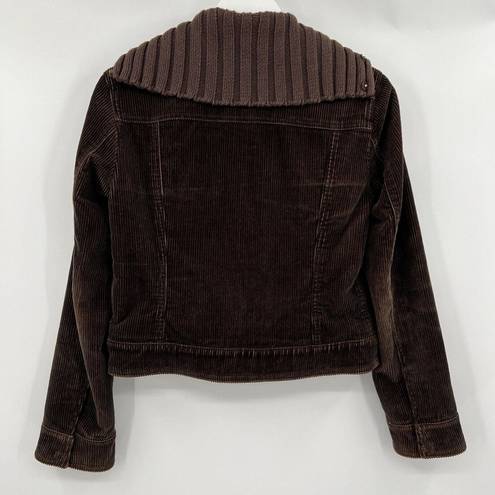 J.Crew  Corduroy Bomber Jacket Chocolate Brown Foldover Collar Women’s Size Small