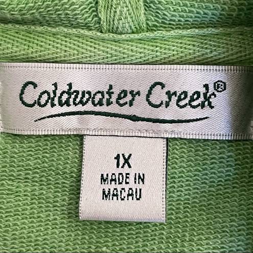 Coldwater Creek  green lightweight rolled sleeve zip up sweatshirt size 1X