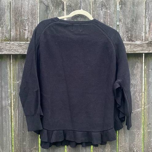 April Marin Black Ruffle Poncho Sweater NWT | OS Size undefined