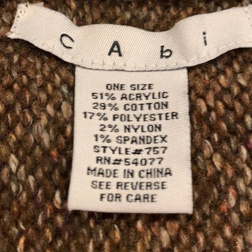 CAbi  #757 sweater knit ruffled shawl cape poncho wrap one size brown