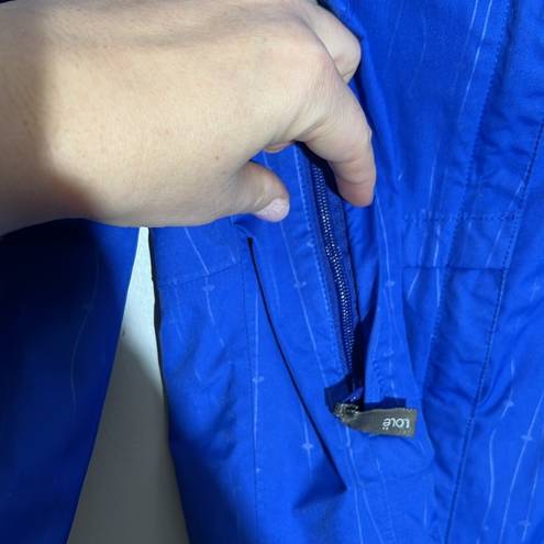 Lole  Blue Windbreaker Lightweight Rain Jacket with Hood Adjustable Zip Pockets