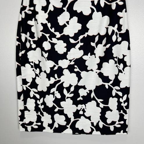 Kate Spade  Knee Length Pencil Skirt Black White Pink Floral Print Womens Size 6