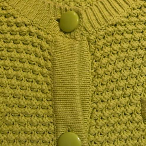 CAbi  Loren Cardigan Size M Button Front LS  Textured Knit Cardigan Sweater Green