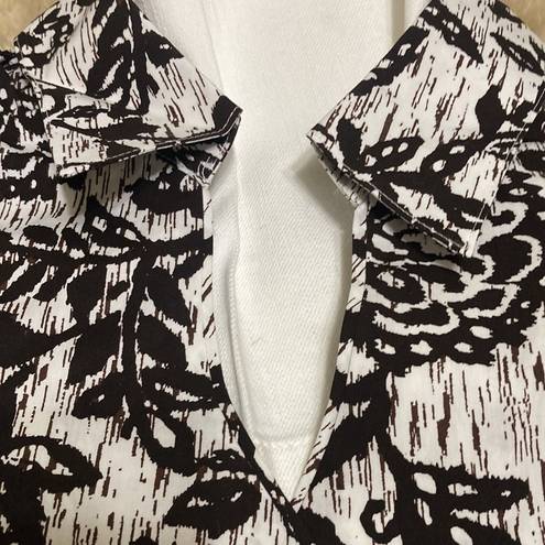 Coldwater Creek  brown and white blouse size M