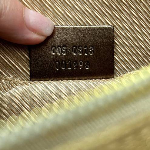 Gucci gold fabric logo bag with metallic bronze handle, NWOT