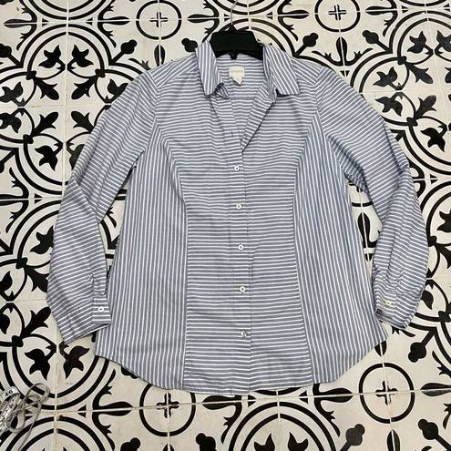 Chico's 🚨 SALE ‼️  size 1 blue striped light weight button down