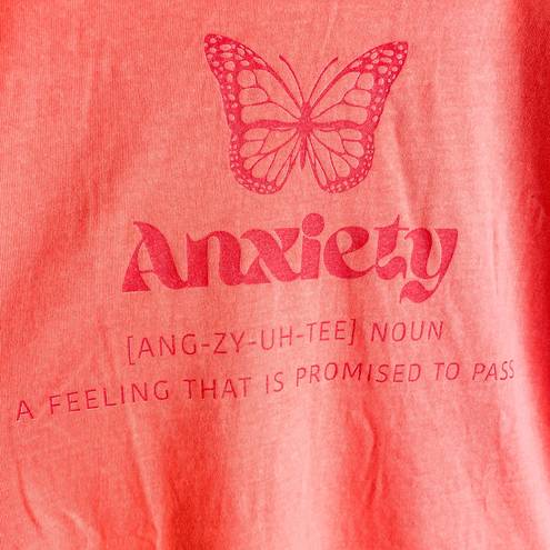 New Comfort Colors Short Sleeve Anxiety Graphic T-Shirt Salmon Color Size XL