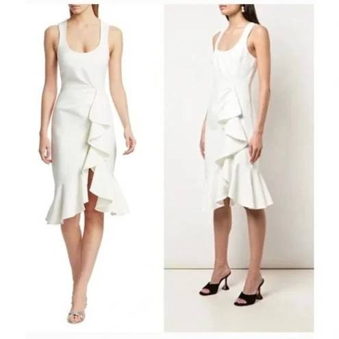 Cinq à Sept  Ruffle Angela Dress in White 0 Womens Bridal Cocktail