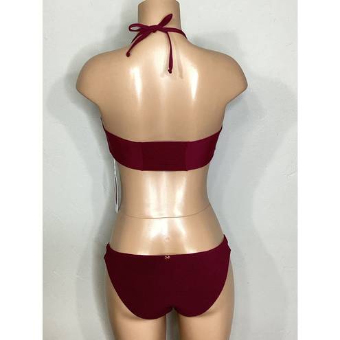 PilyQ New.  plum and rose metallic bandeau top. M-top/S-bottoms