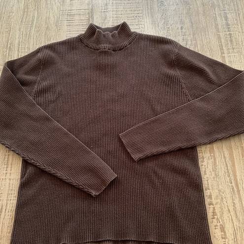 Women’s Crystal Kobe brown cotton rib knit sweater size L Size L