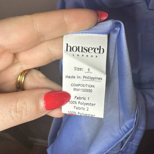 House Of CB  'Natalya' Sky Satin Corset Midi Dress Blue Size S