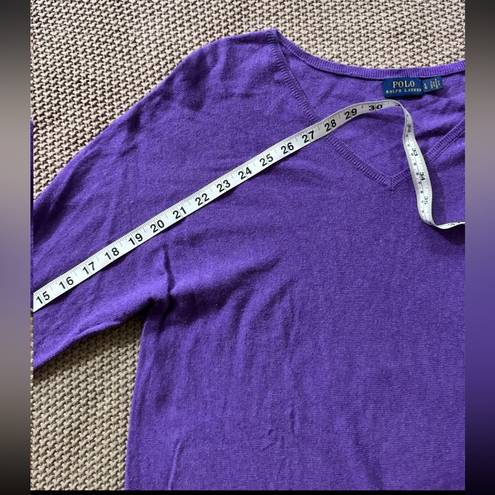 Polo  Ralph Lauren Women's Boyfriend Fit V-Neck Purple Sweater Size L