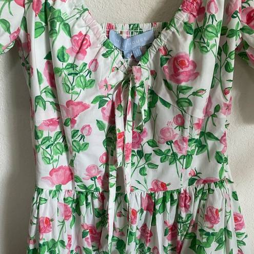 Hill House  The Ophelia Pink Rose Smocked Cottagecore Prairie Midi Dress Size S