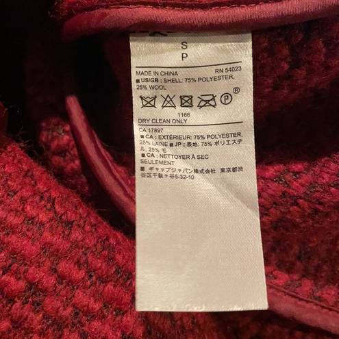 Banana Republic NWT  Knit Collarless Coat Wool Blend Red