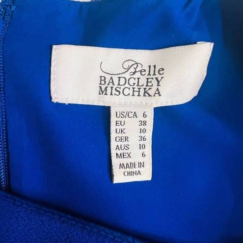 Badgley Mischka  Belle Womens Blue Colorblock Pleated Shift Dress Size 6