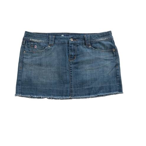 Candie's  Distressed Light Wash Y2K Denim Jean Mini Skirt Size 13 Junior