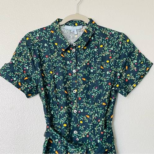 Hill House NWT  The Laura Shirt Dress in Midnight Garden Linen Floral Size Small