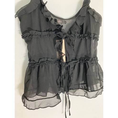 Micas Aegean Sea Tied Fly Away Top Sheer Ruffled Tank SZ M NWT