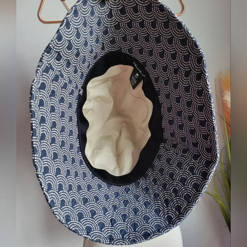 Pacific&Co Hemlock Hat ., Bali Navy White Dot Swirl Bucket Sun Beach Hat, Size Medium