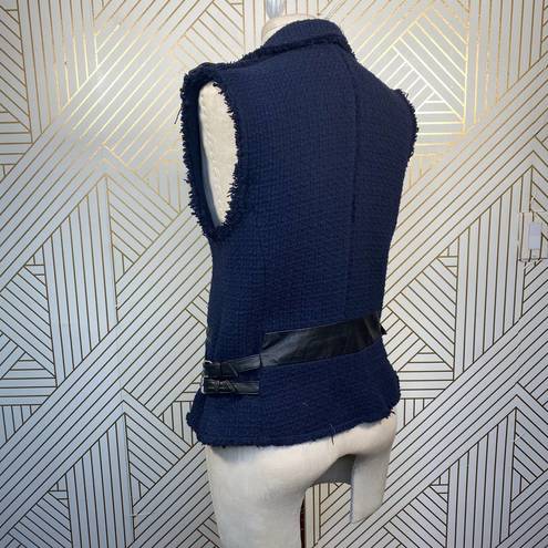 Rebecca Taylor  Tweed Motorcycle Zip Vest Navy Blue