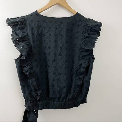 Lost + Wander Arula Black La Luna Eyelet Lace Embroidered Ruffle Blouse A 1X 14