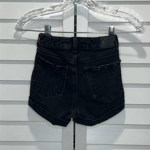 Aeropostale 00 distressed high rise midi shorts  black shorts