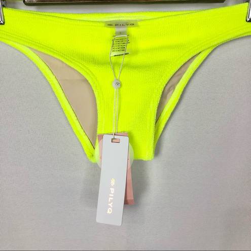 PilyQ NEW REVOLVE X  Pineapple Reef Neon Yellow Cheeky Bikini Swim Bottoms S