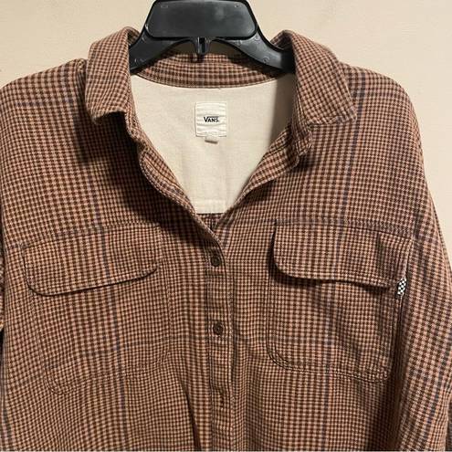 Vans  Junction Flannel Button Down Brown Plaid Shirt- Size Medium