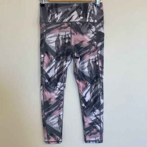 Gaiam  Gray & Pink Patterned Cropped Capri Athletic Leggings Size Small