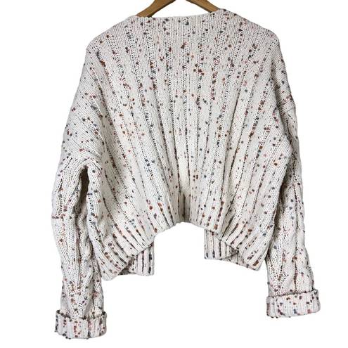 The Moon  & Madison Womens Cardigan Sweater Sz Large Chunky Confetti Cable Knit Open