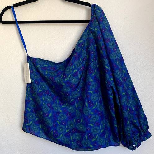 Veronica Beard NWT  Lyric Silk Floral One Shoulder Blouse in Cobalt Multi