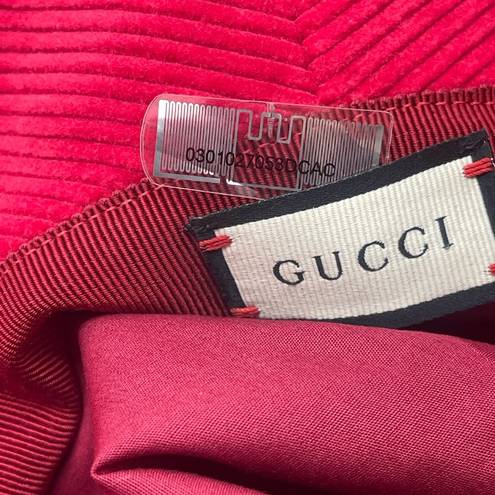 Gucci  New Red Corduroy Cotton “Orgasmique” Patch Bucket Hat