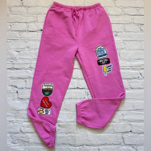 Bubblegum NWOT Vinyl Icons Patch Sweatpants in Pink 