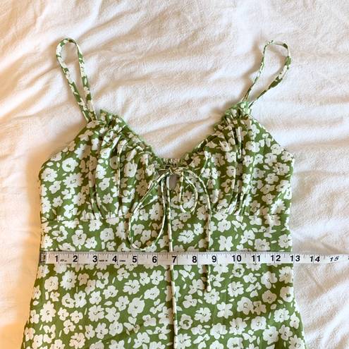 Princess Polly Tasmin Ruffle Tie Mini Dress in Green Floral Size 6
