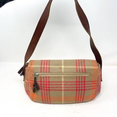 American Eagle  Pink And Tan Plaid Shoulder Bag Wool Mini Flap