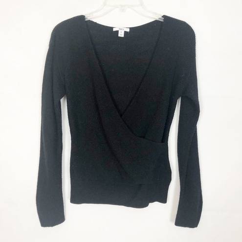 Bar III  Wool Blend Wrap Black Sweater XS