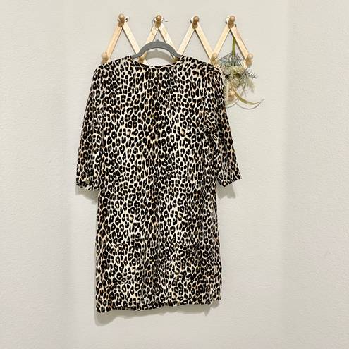 Equipment Femme Aubrey Silk Cheetah Print Shift Dress S